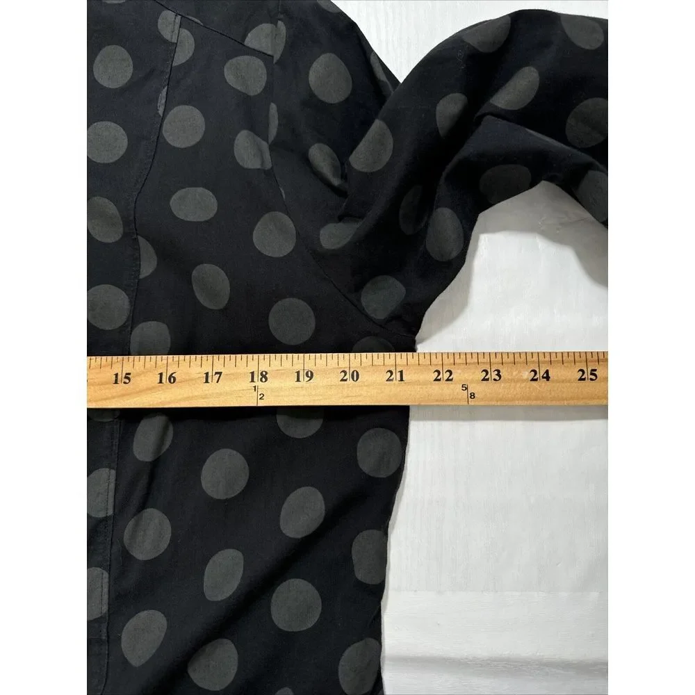 NWOT — Comfy USA Tunic Women's Large Black Gray Polka-Dot Button Up High Low - Picture 5 of 7